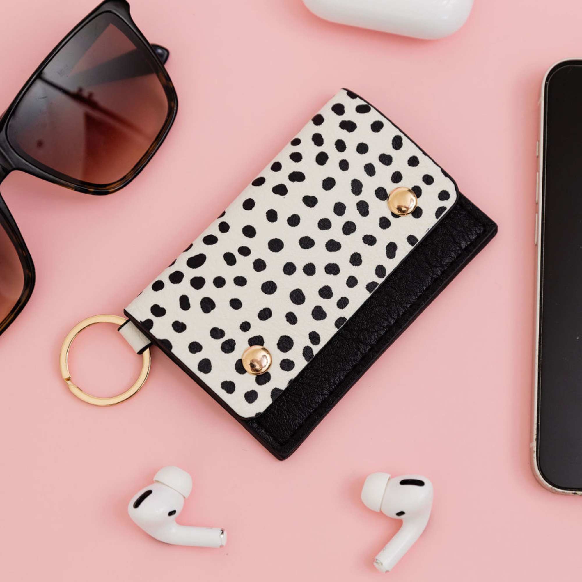 ID Holder, Black Scatter Dots