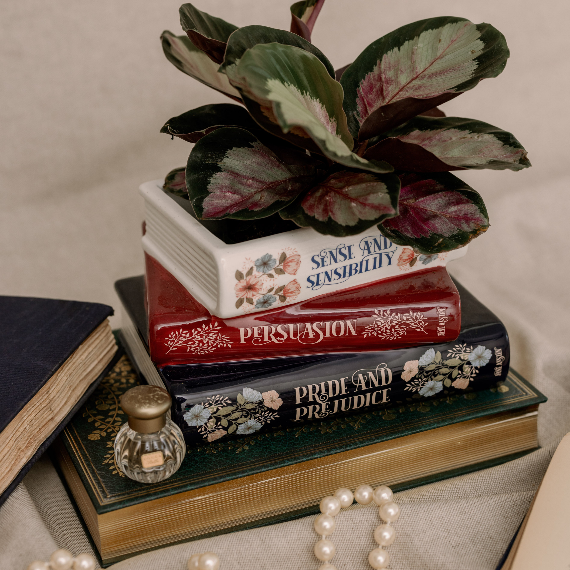 Stacked Books Planter, Jane Austen