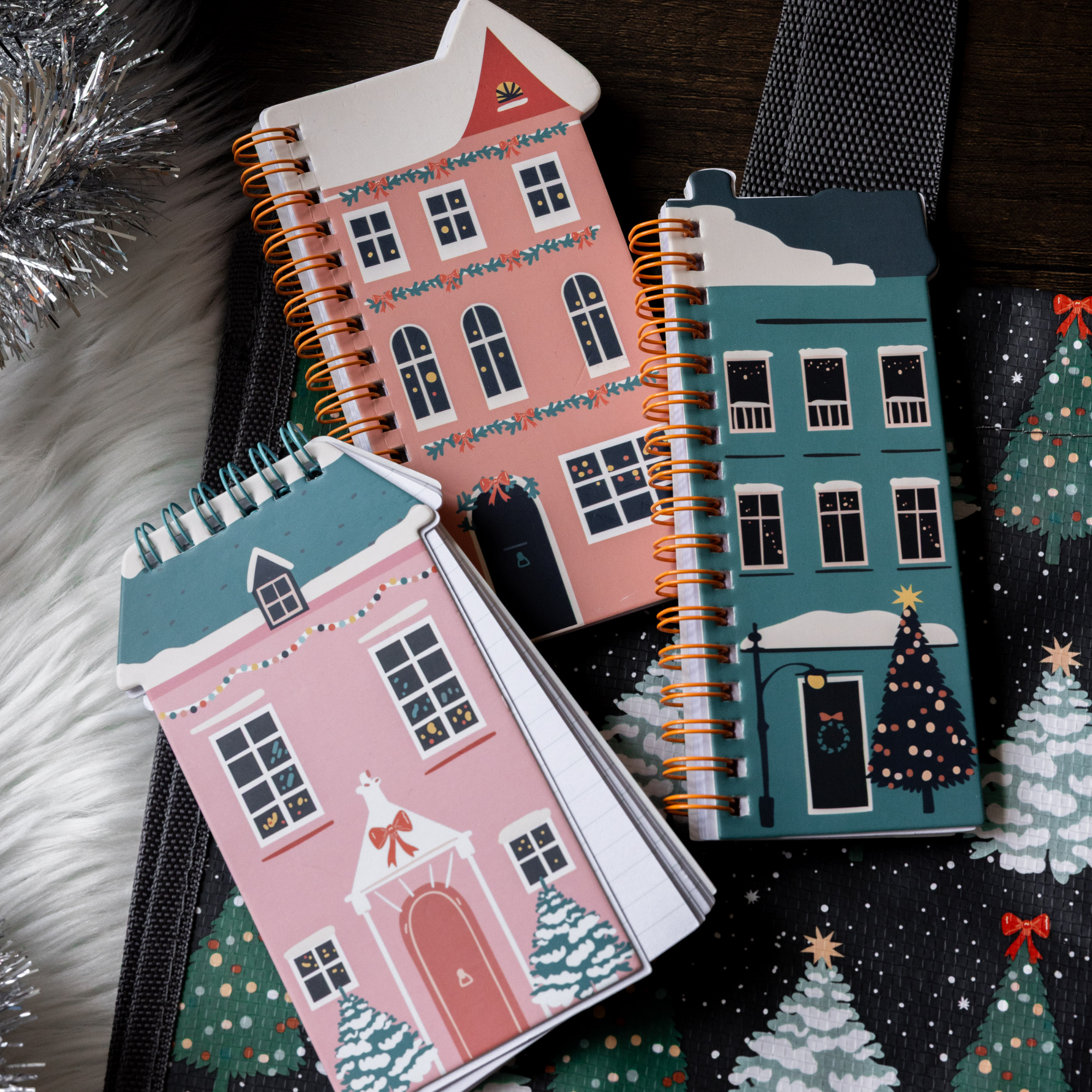 Spiral Notepad Set of 3, Holiday Village
