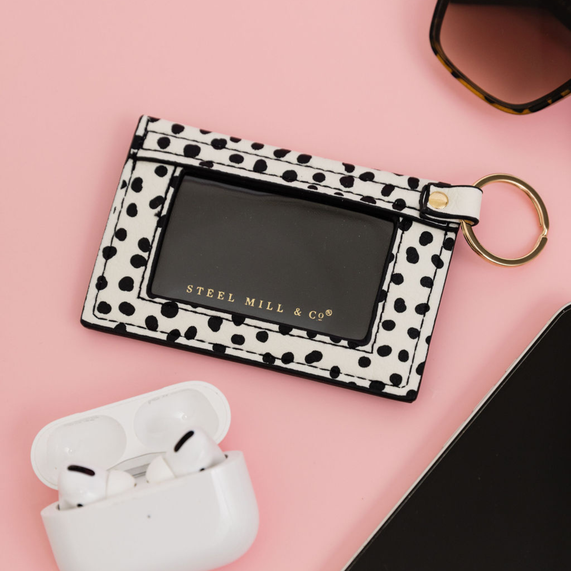 ID Holder, Black Scatter Dots