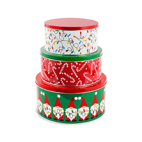 Cookie Tins (Set of 3), Gnome for Christmas