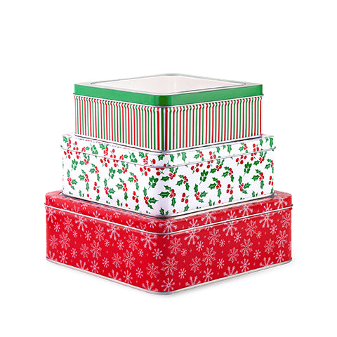 Cookie Tins (Square Set of 3), Snowflake