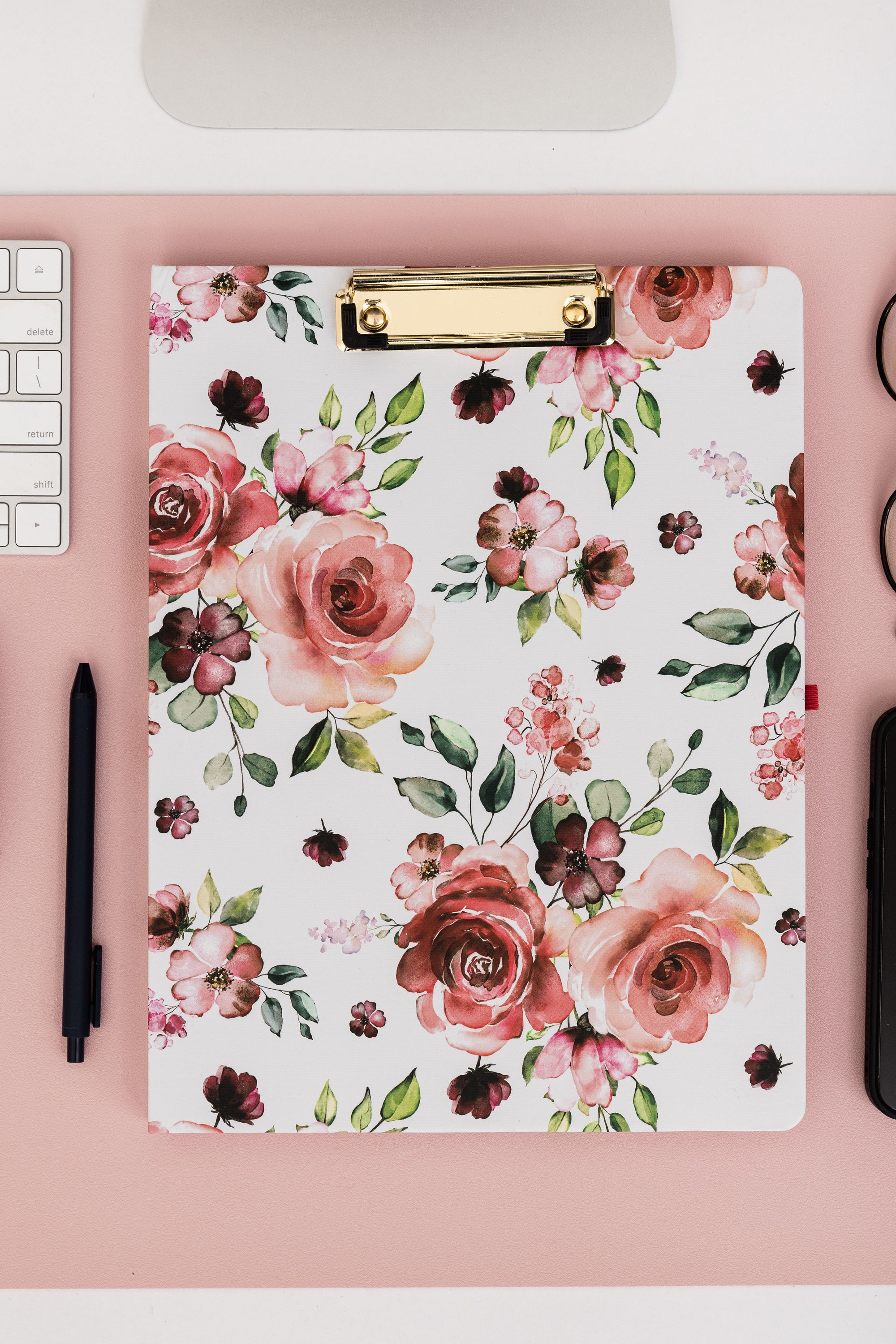 Clipboard Folio, Rose Floral