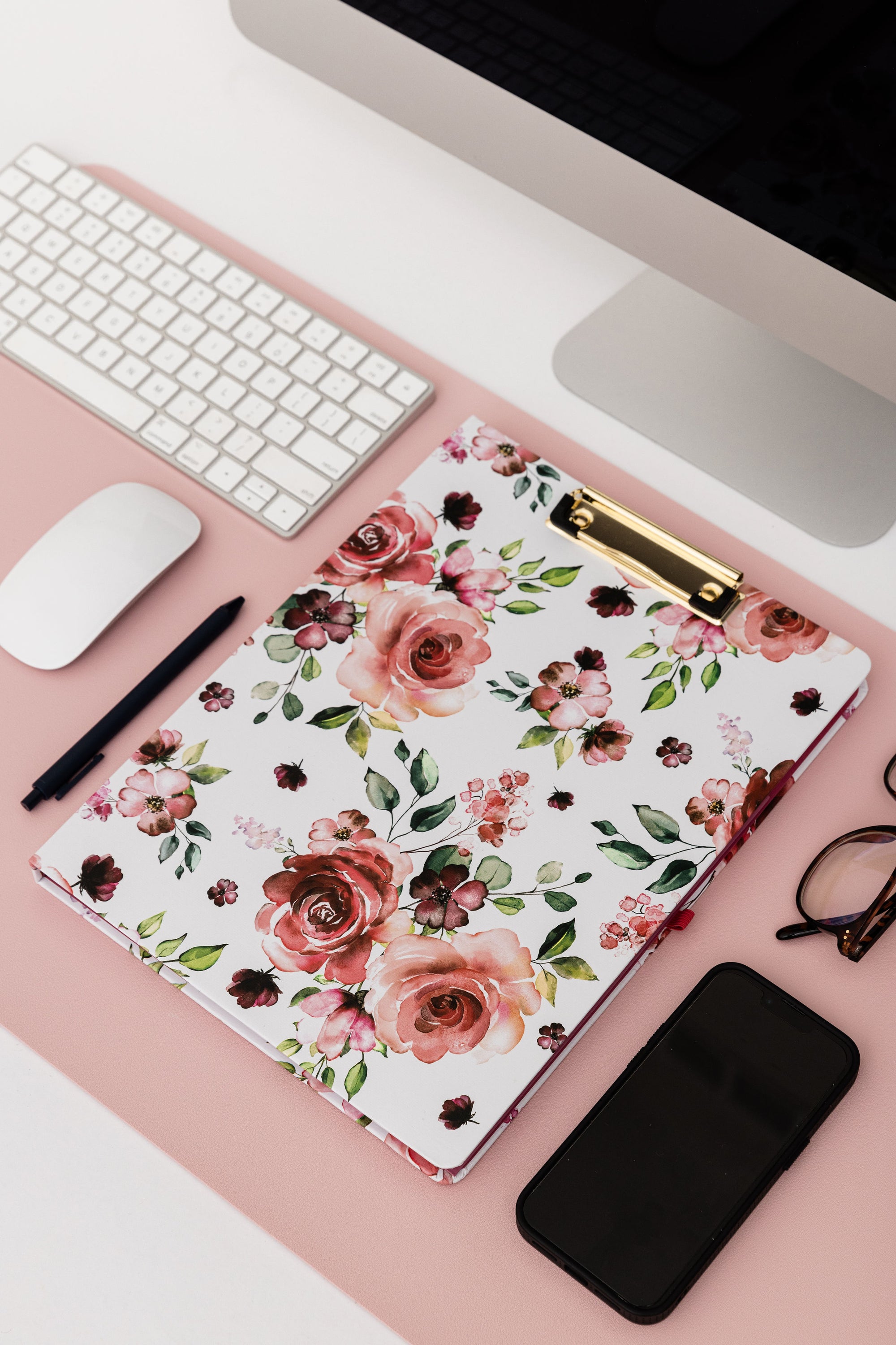 Clipboard Folio, Rose Floral