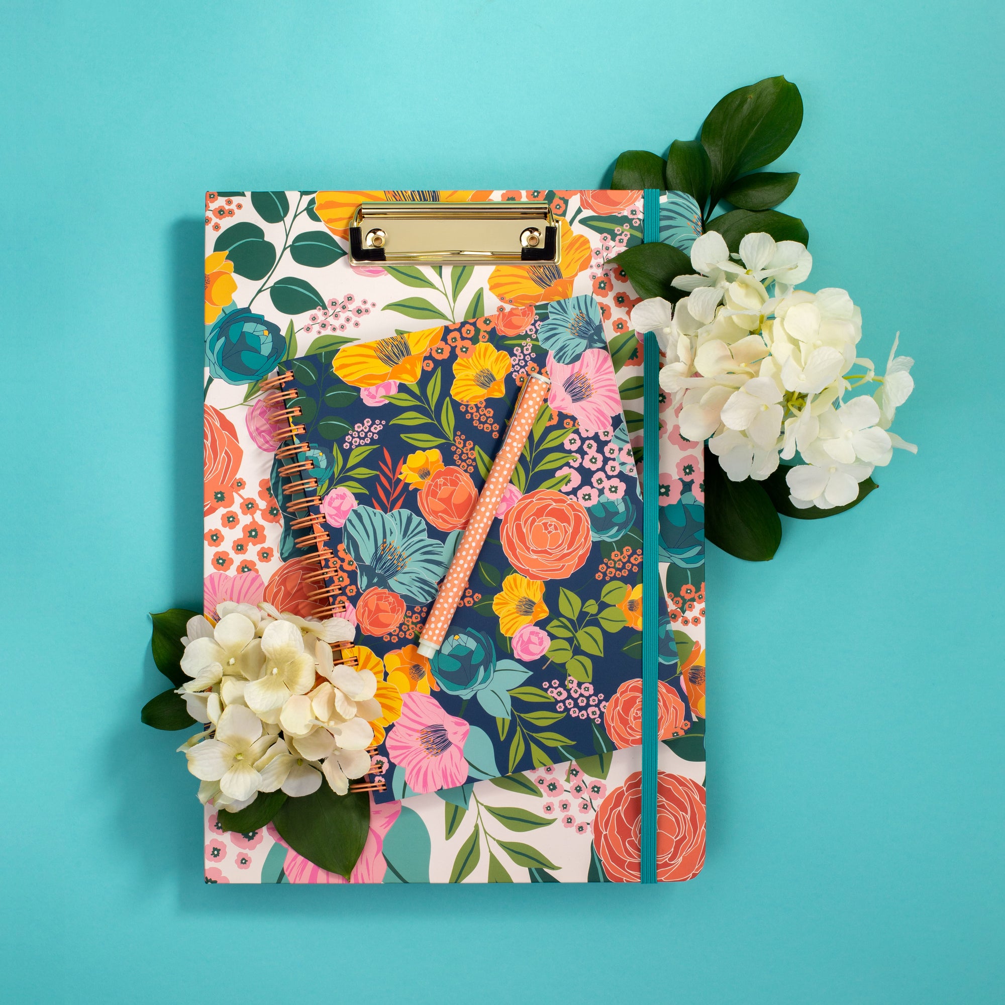 Clipboard Folio, Garden Blooms Cream