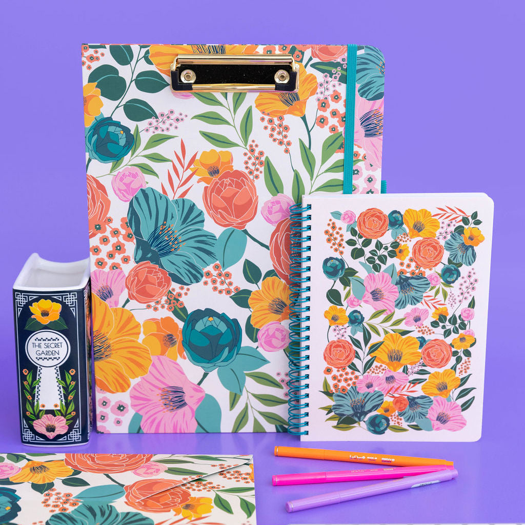 Clipboard Folio, Garden Blooms Cream