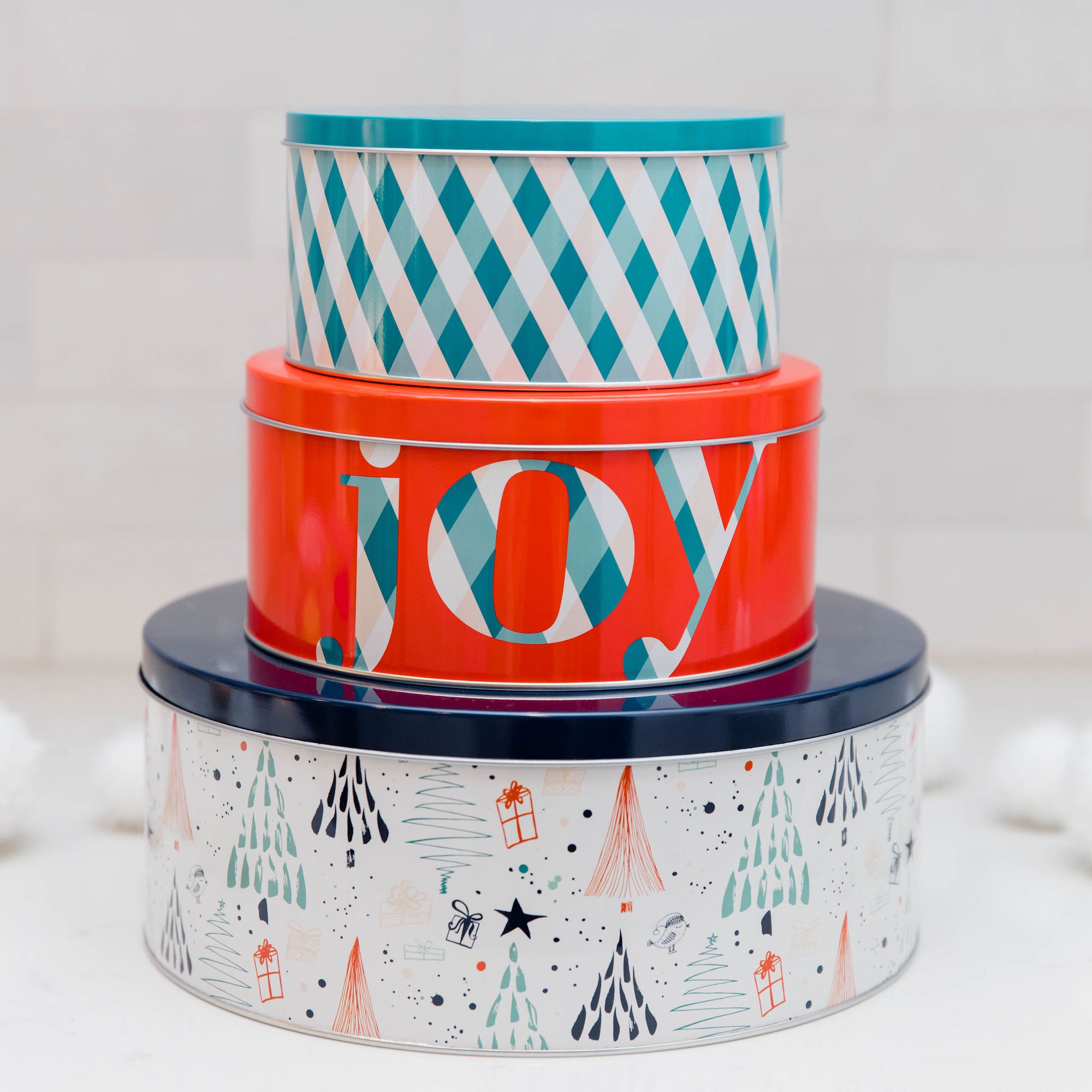 Cookie Tins (Set of 3), Joy Plaid