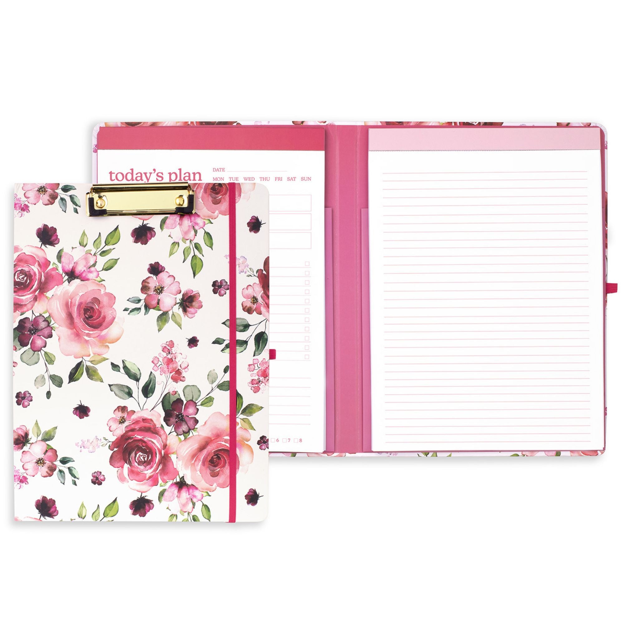 Double Notepad Clipboard Folio, Rose Floral