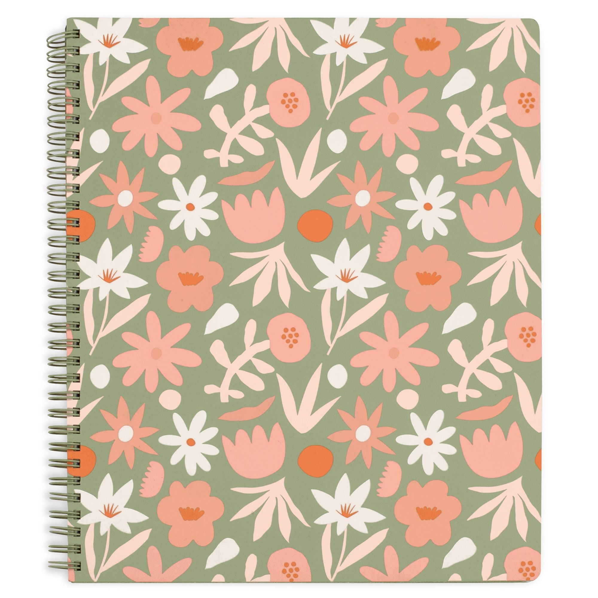 Large Notebook, Cutout Floral Green