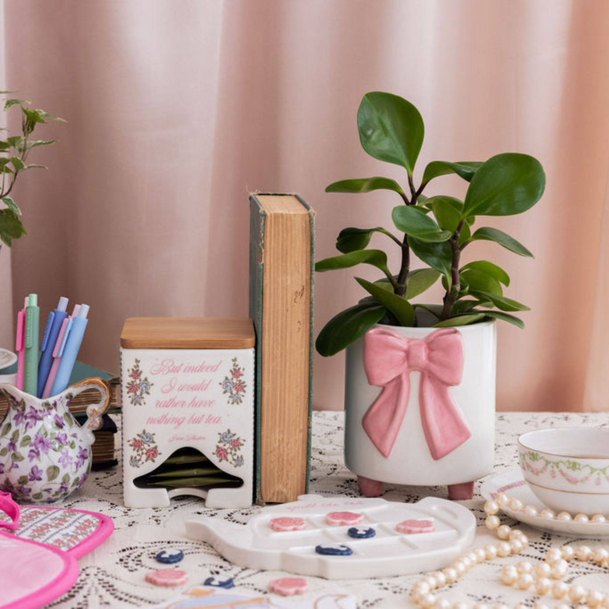 Ceramic Tea Bag Dispenser, Jane Austen Quote