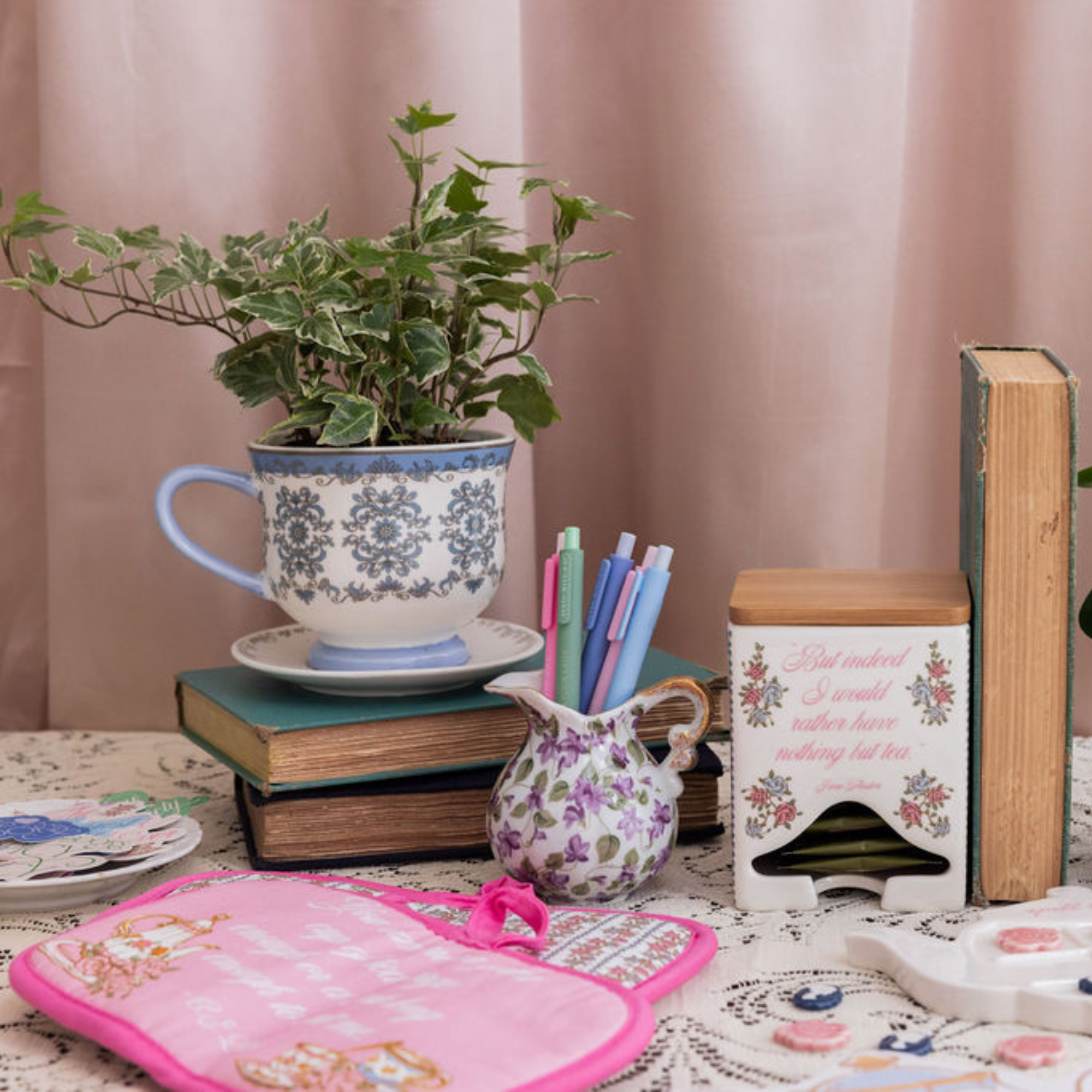 Ceramic Tea Bag Dispenser, Jane Austen Quote