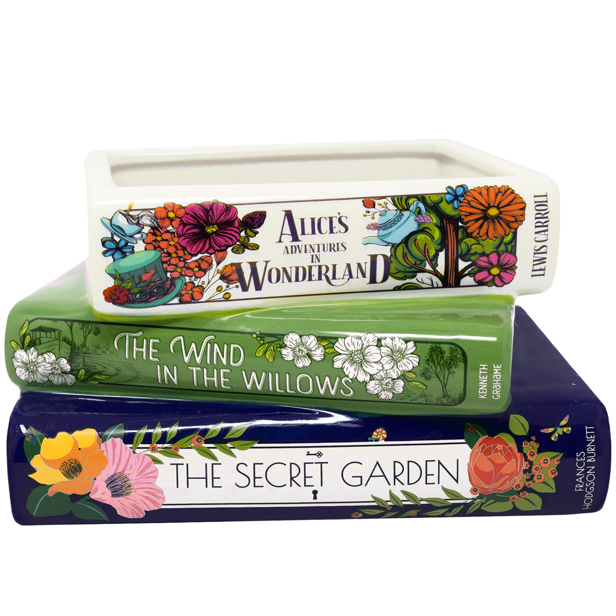 Stacked Books Planter,  Whimsical Classics