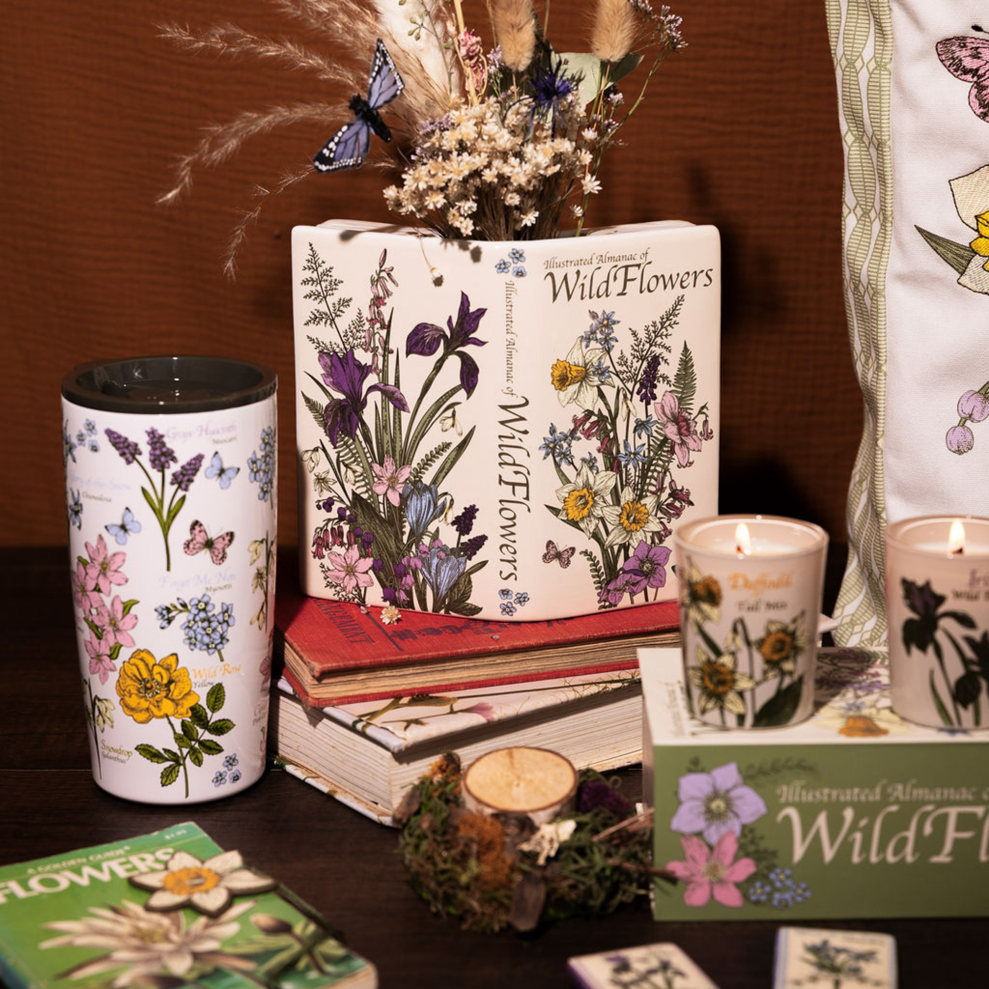 Open Book Vase, Wildflowers