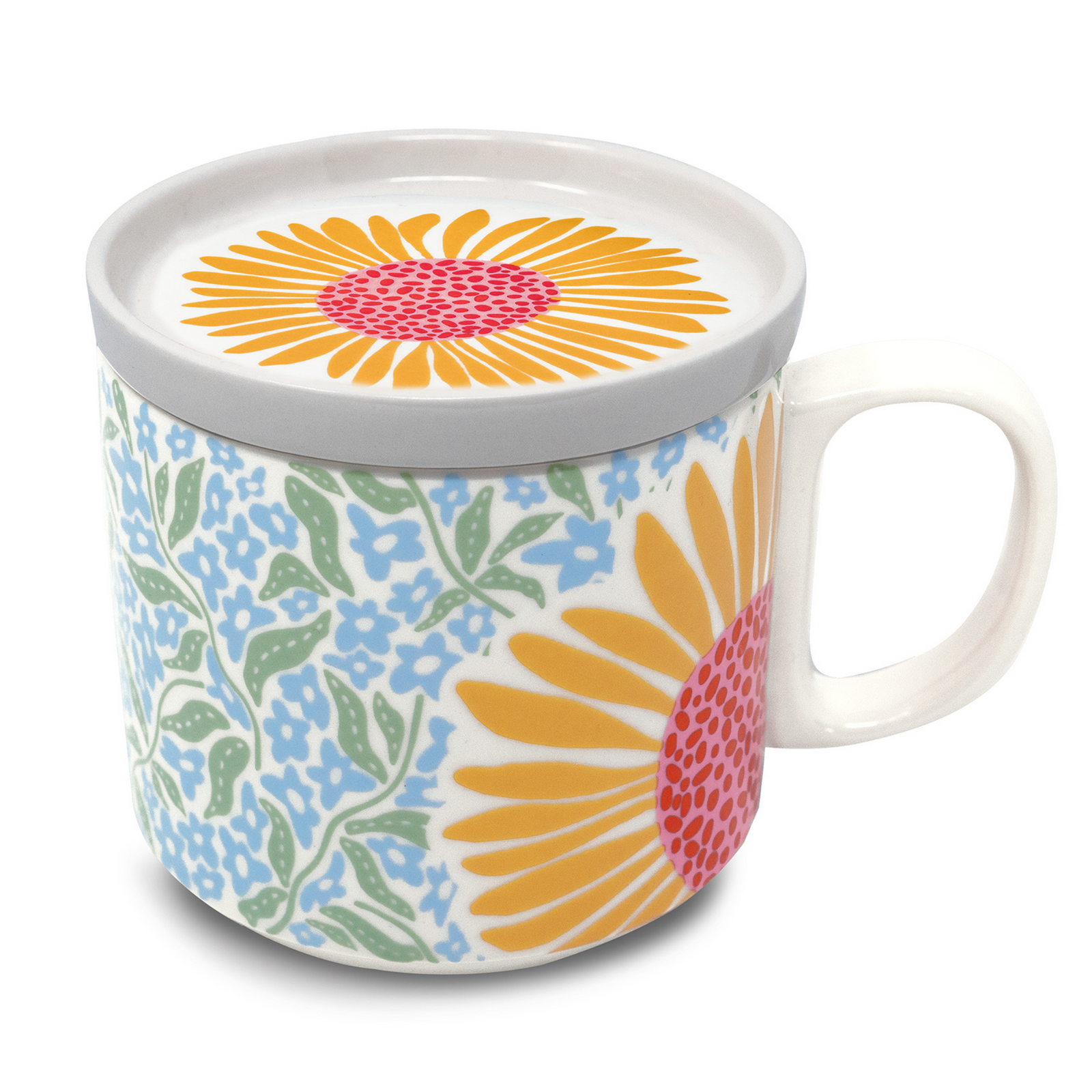 Ceramic Mug with Coaster Lid, Sunflower