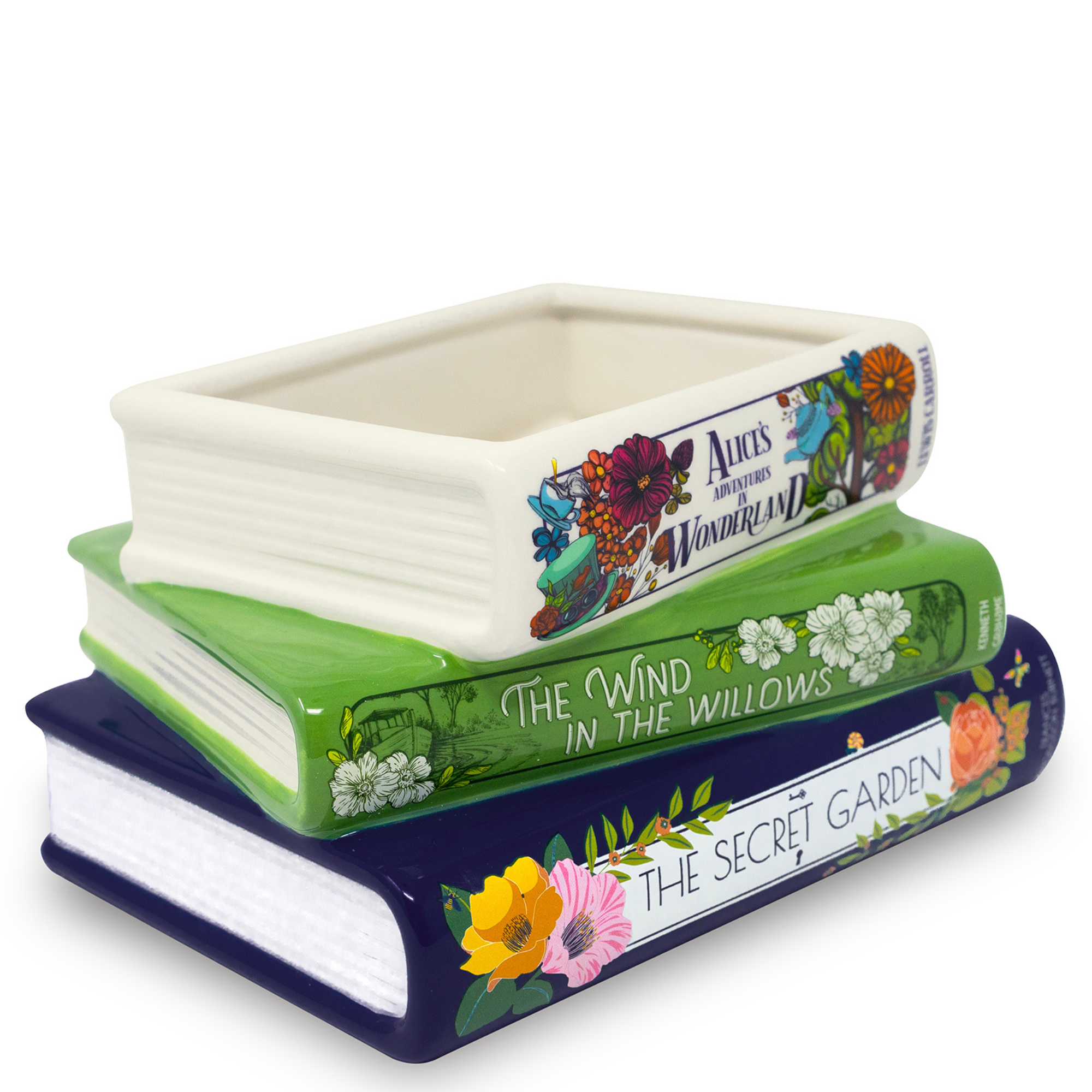 Stacked Books Planter,  Whimsical Classics