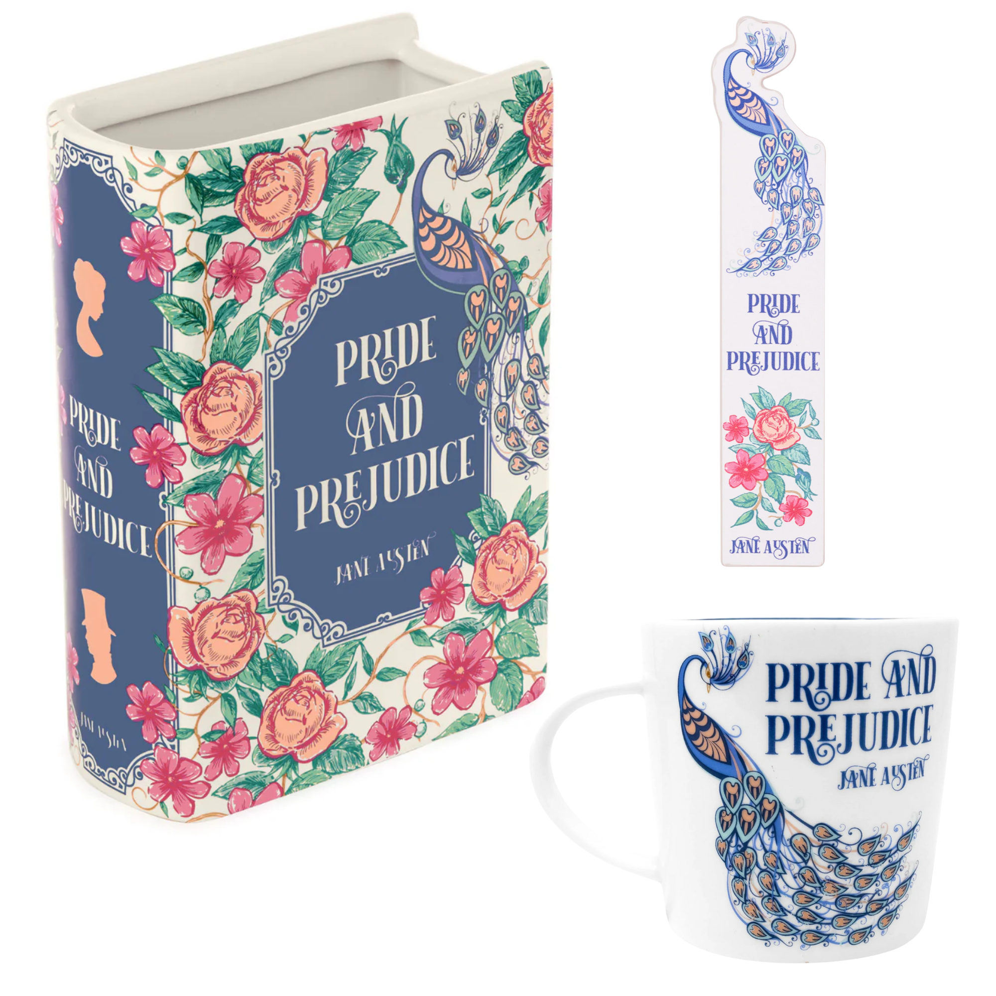 Pride and Prejudice Vase, Mug, and Bookmark Set