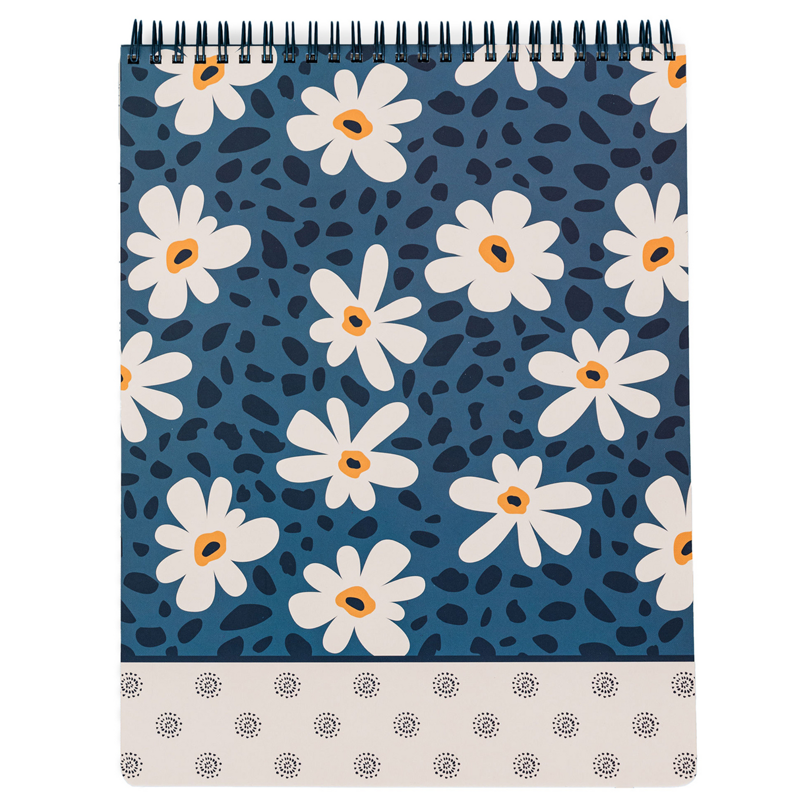 Large Top Spiral Notebook, Leopard Daisy
