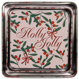 Square Cookie Tins (Set of 3), Holly Jolly