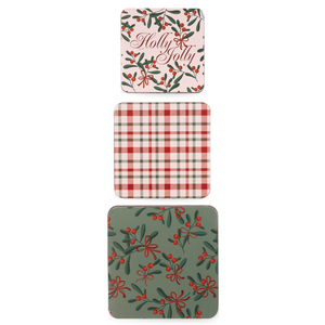 Square Cookie Tins (Set of 3), Holly Jolly