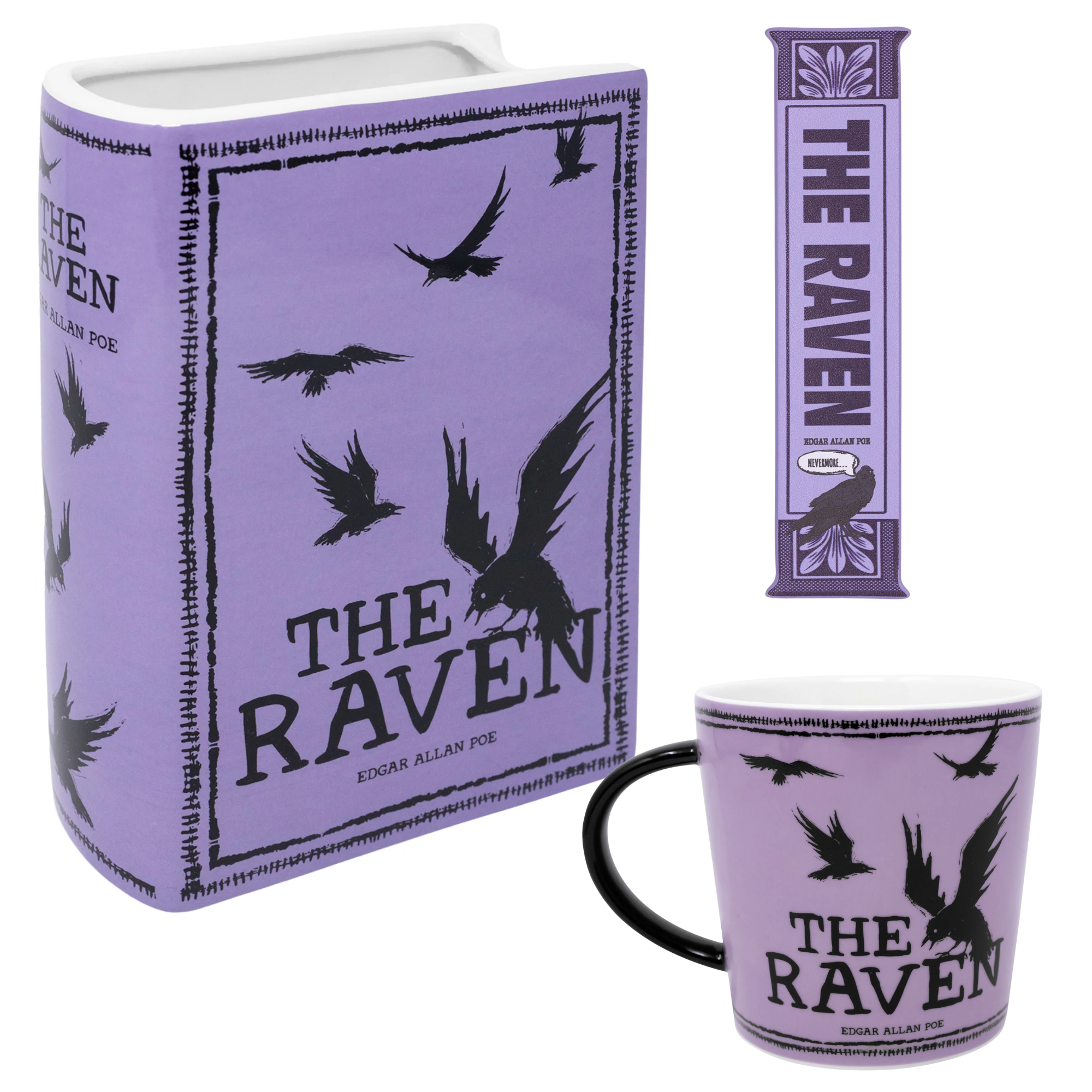 The Raven Vase, Mug, and Bookmark Set