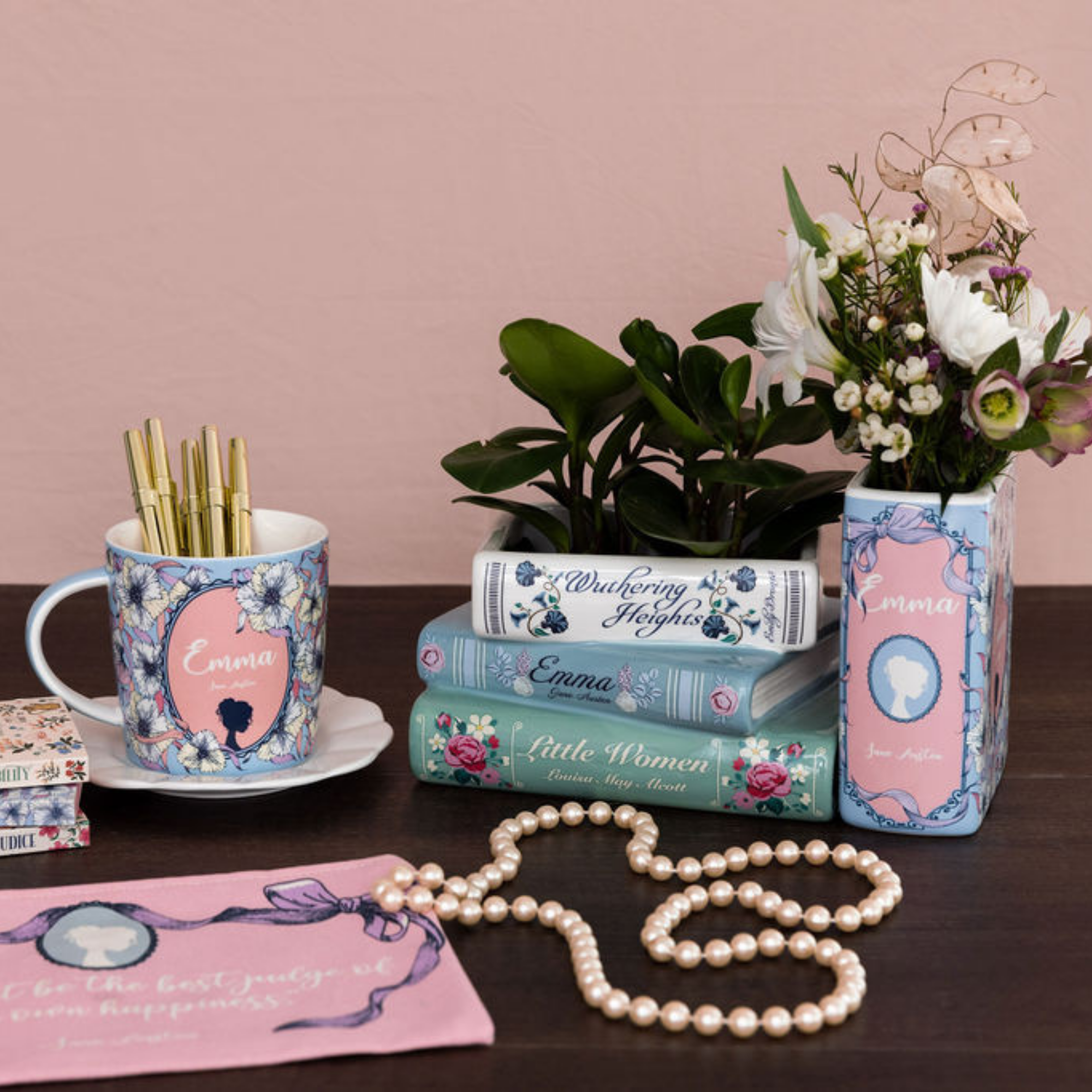Stacked Books Planter, Pastel Classics