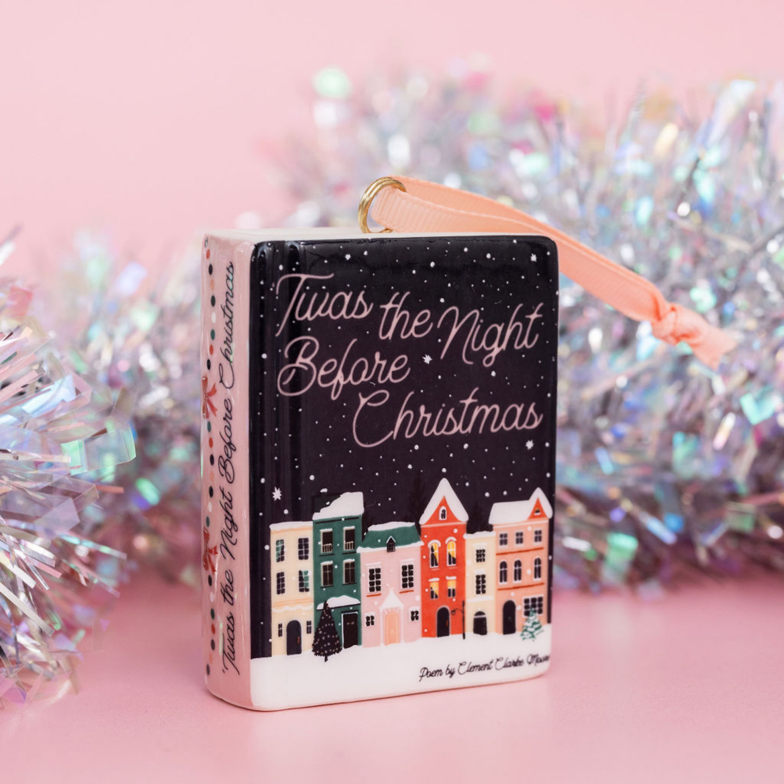 Book Shaped Ceramic Ornament, Twas the Night Before Christmas