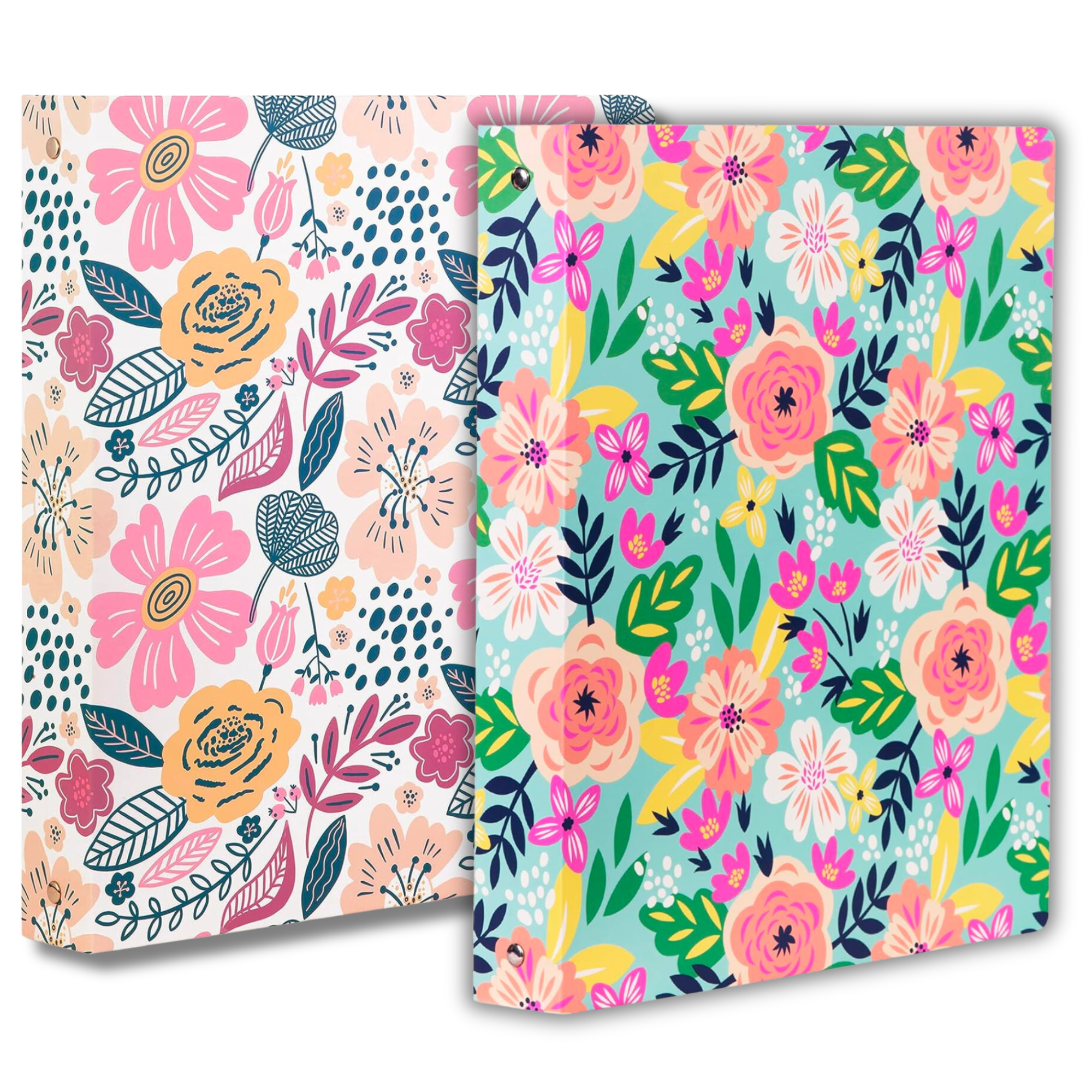Three Ring Binder, Mosaic Floral and Mint Floral, 2 Pack