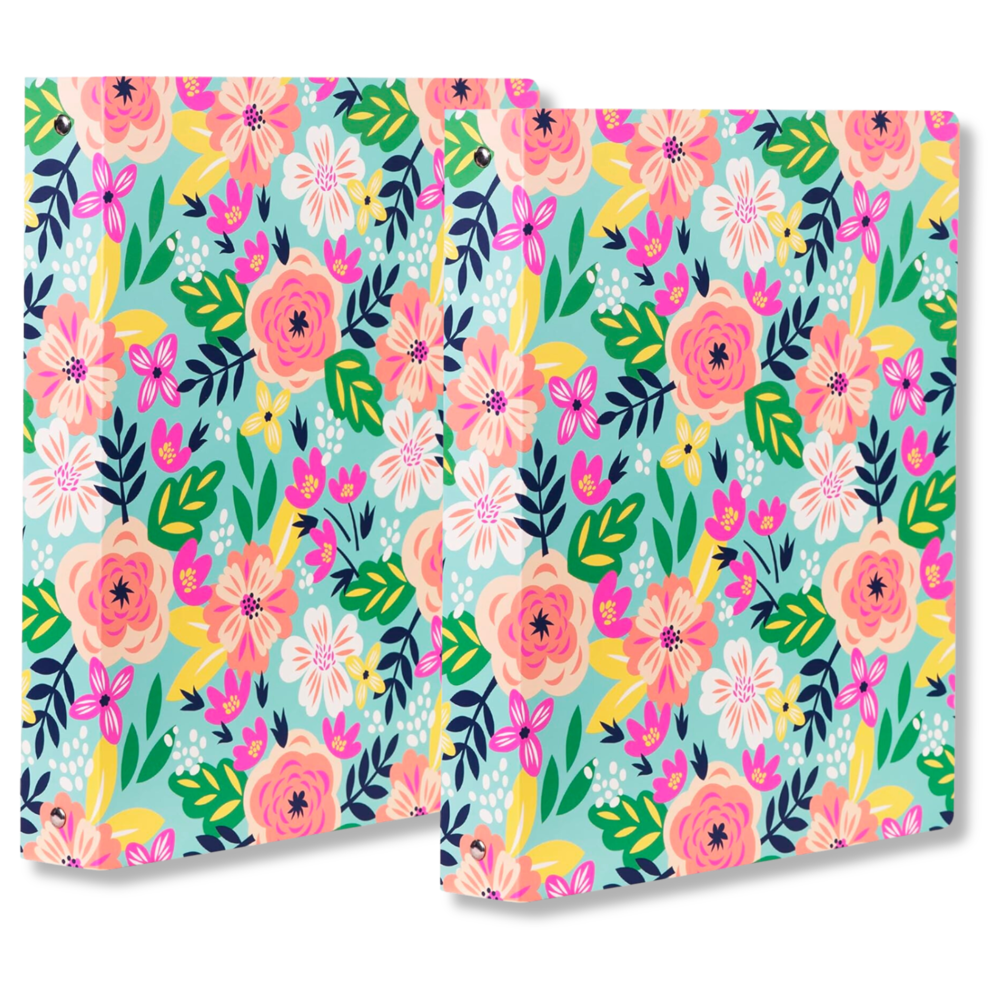 3 Ring Binder, Mint Floral, 2 Pack