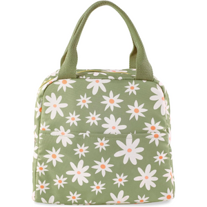 Small Lunch Tote, Daisy Floral Green