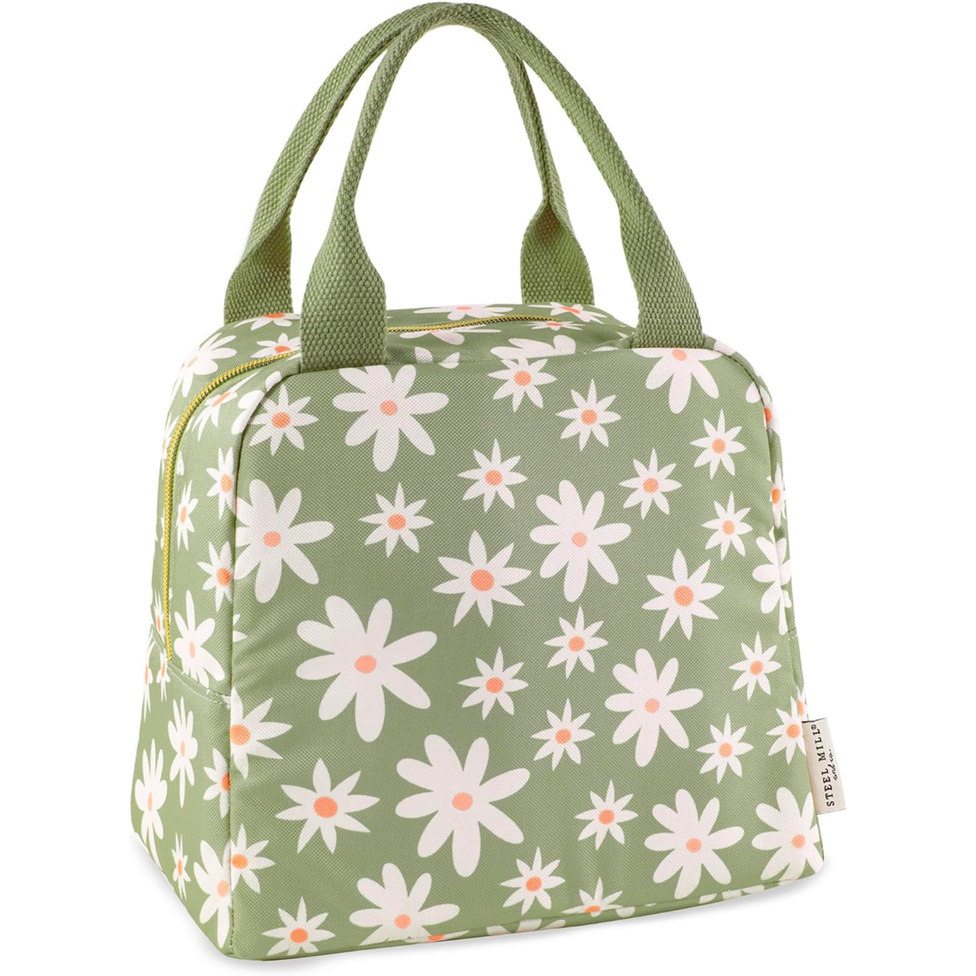 Small Lunch Tote, Daisy Floral Green