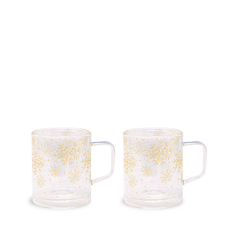 Double-Walled Snowflake Coffee Mugs