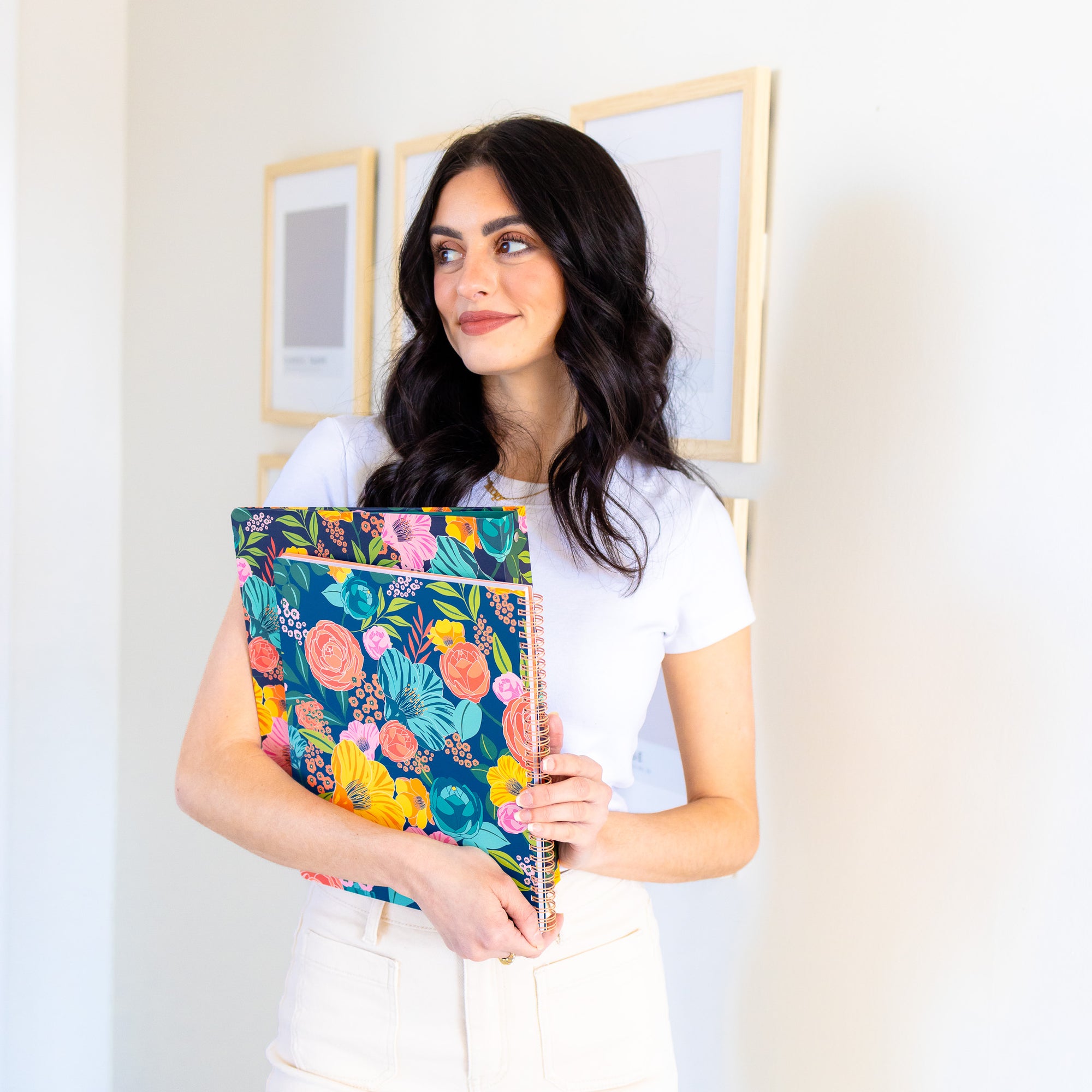 Large Notebook, Garden Blooms Navy