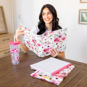 Three Ring Binder, Rose Floral