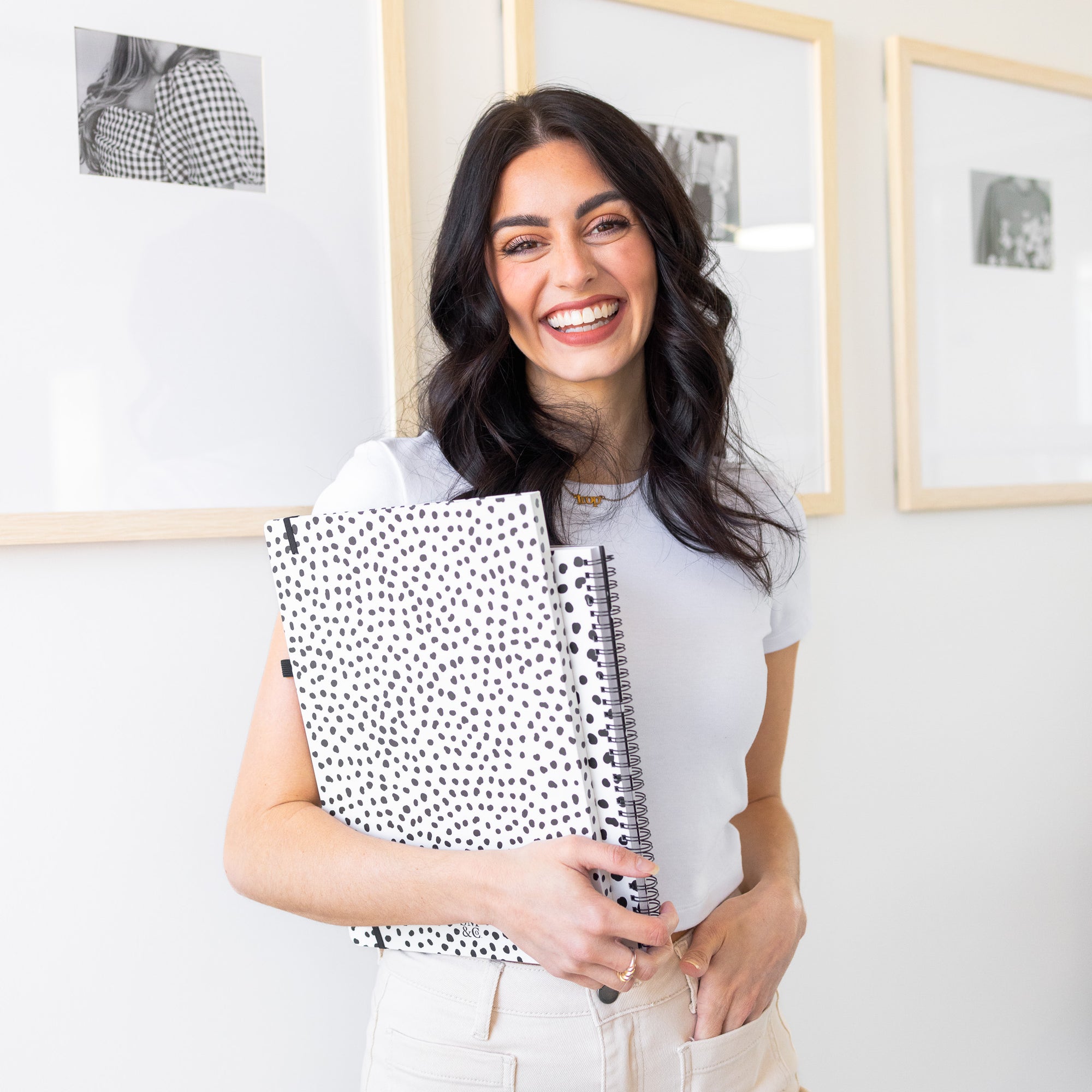 Double Notepad Clipboard Folio, Black Dots