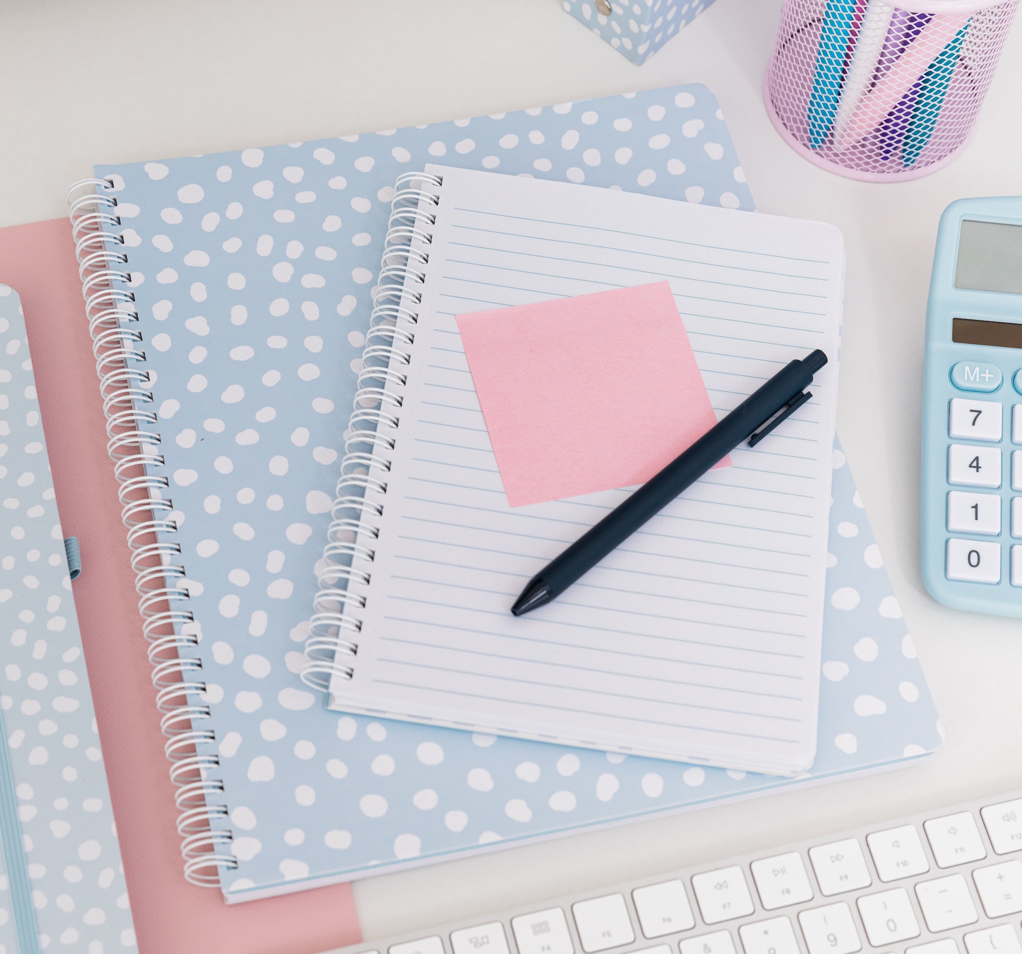 Large Notebook, Light Blue Dots