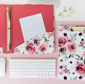 Three Ring Binder, Rose Floral