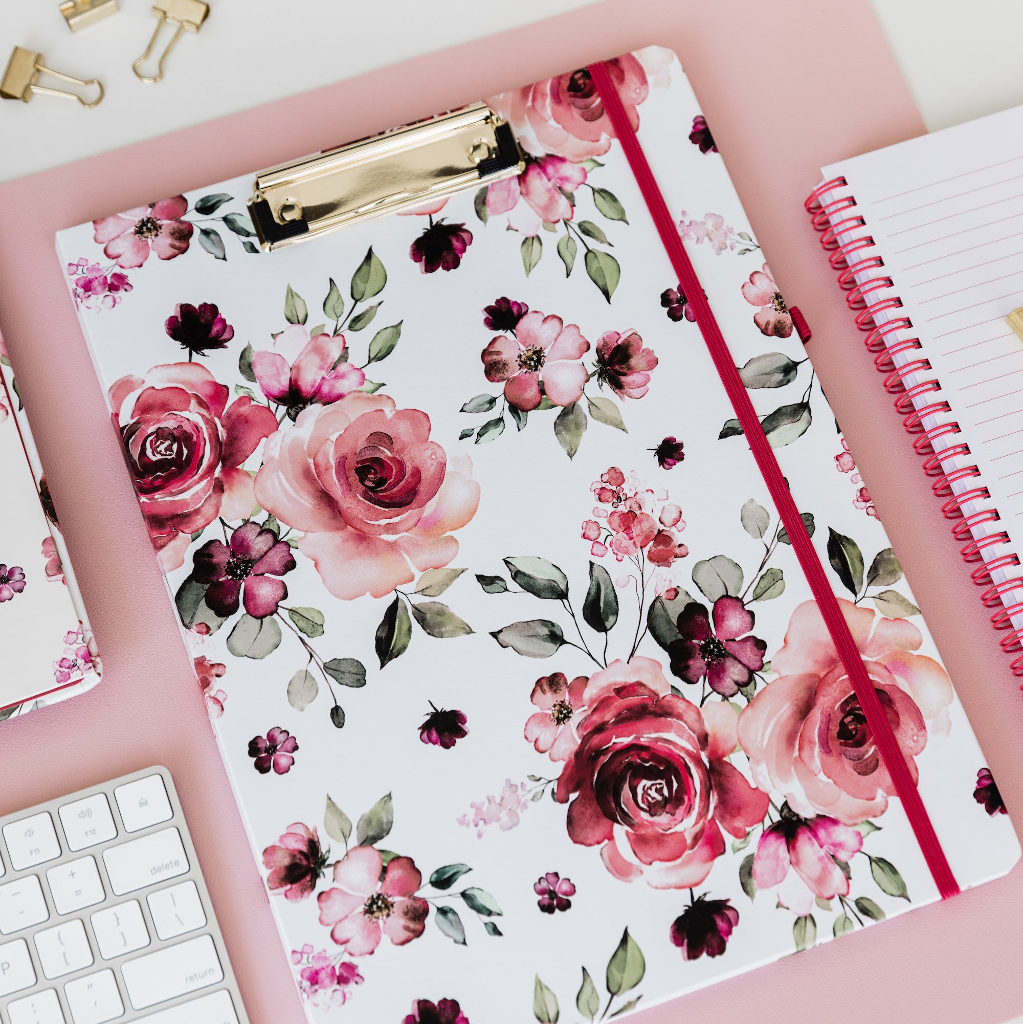 Clipboard Folio, Rose Floral