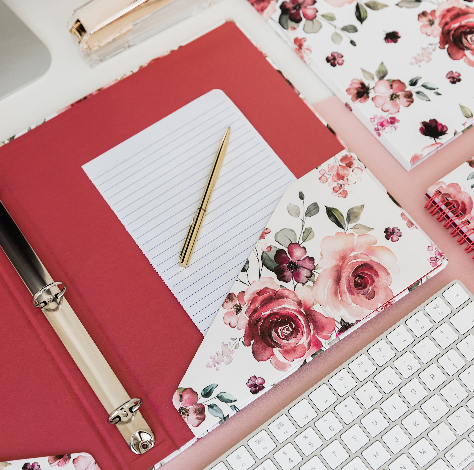 Three Ring Binder, Rose Floral