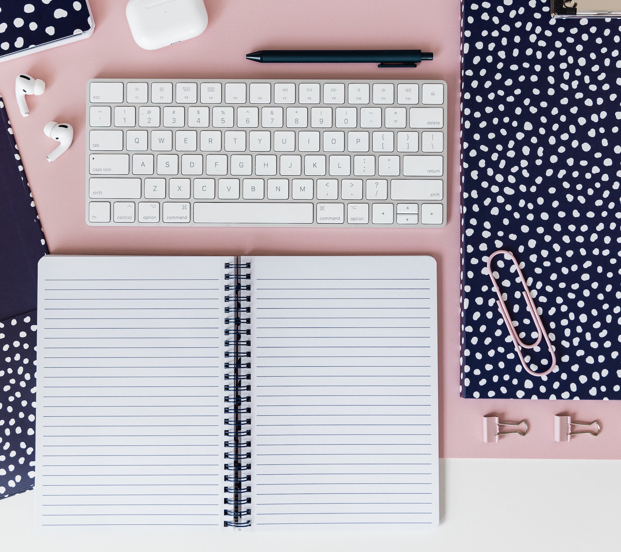 Mini Notebook, Navy Dots