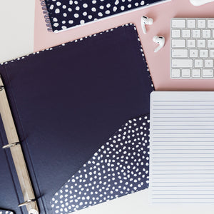Three Ring Binder, Navy Dots