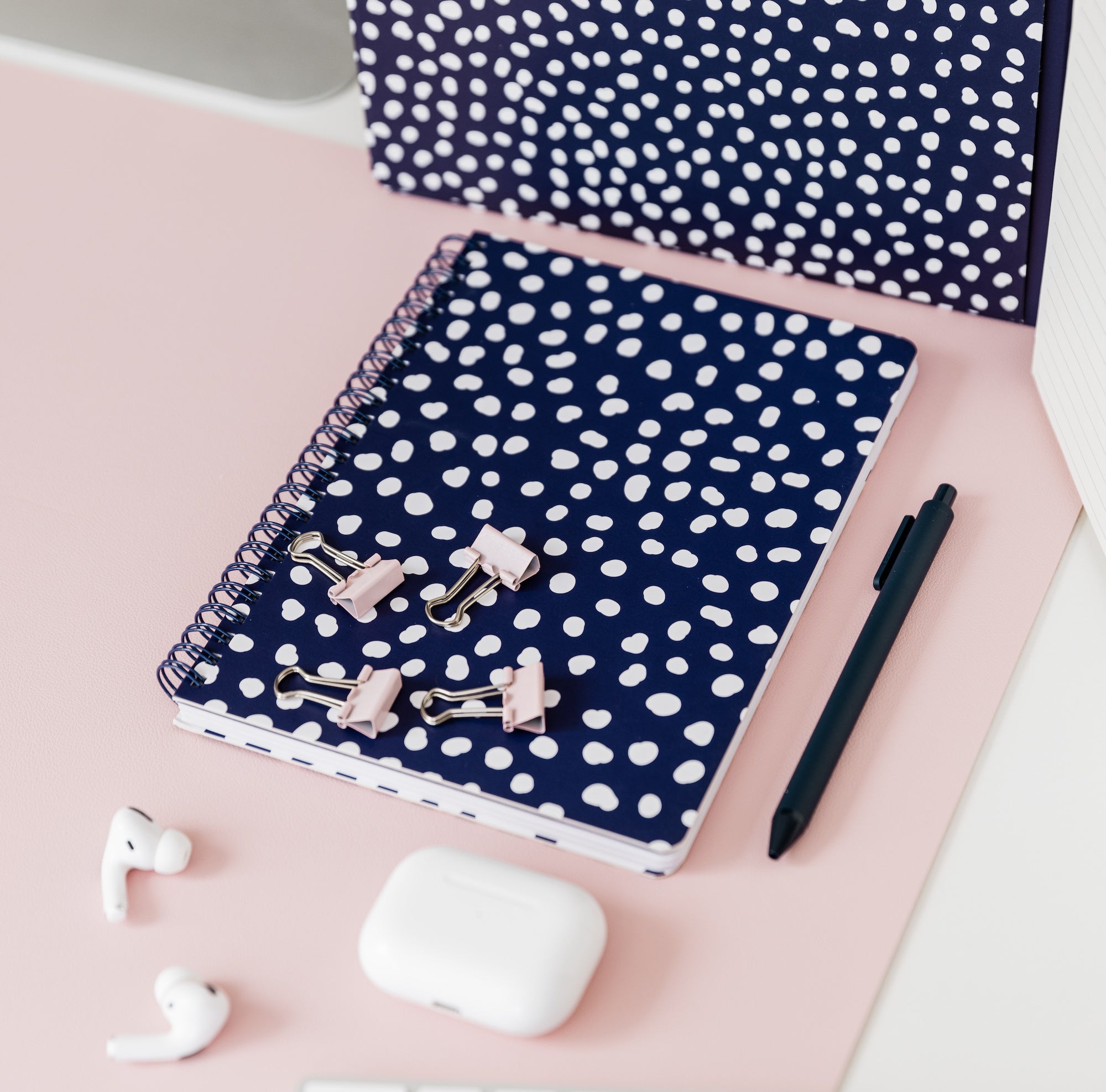 Mini Notebook, Navy Dots