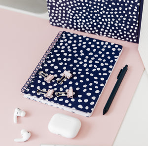Mini Notebook, Navy Dots