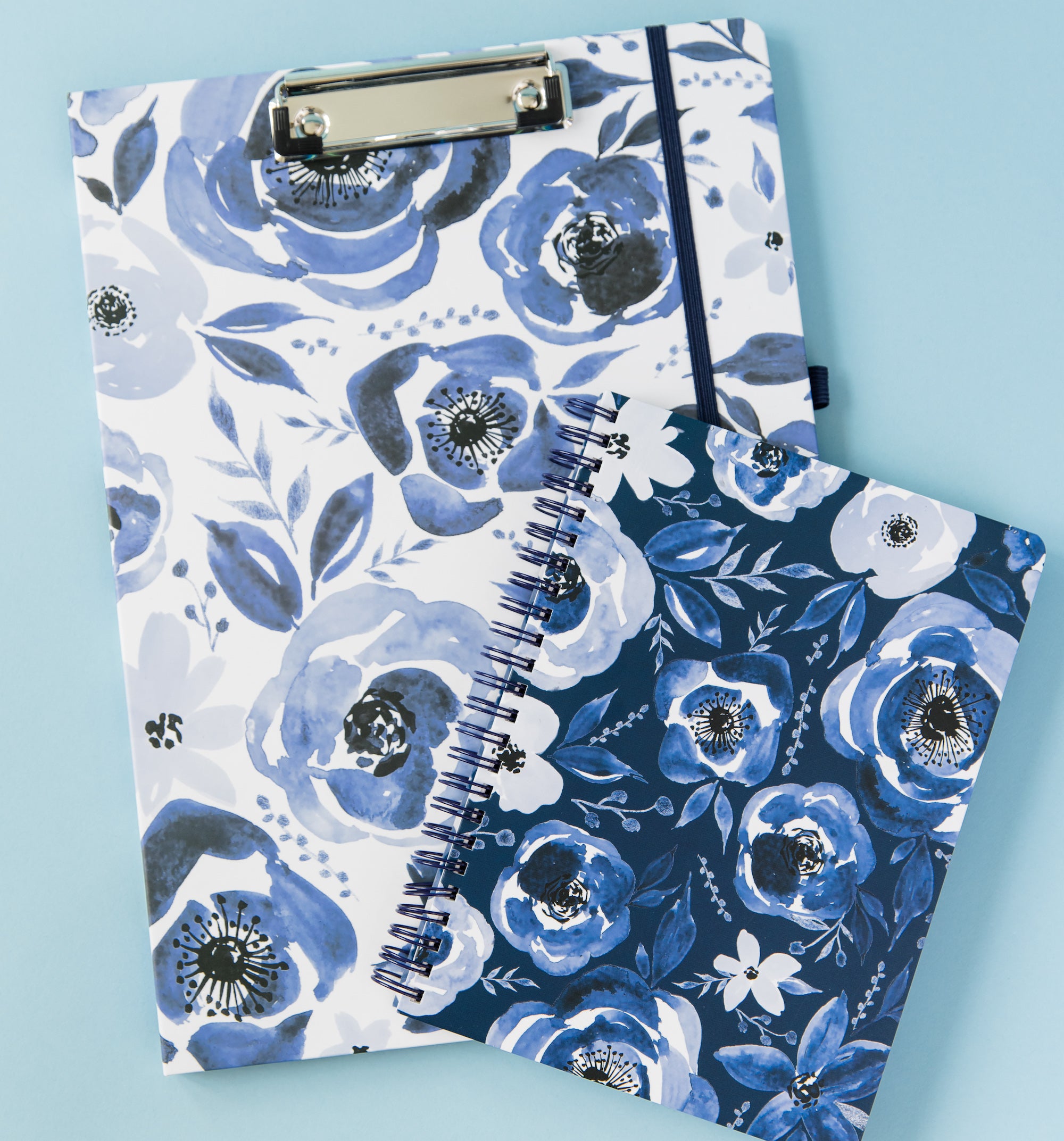 Clipboard Folio, Blue Watercolor