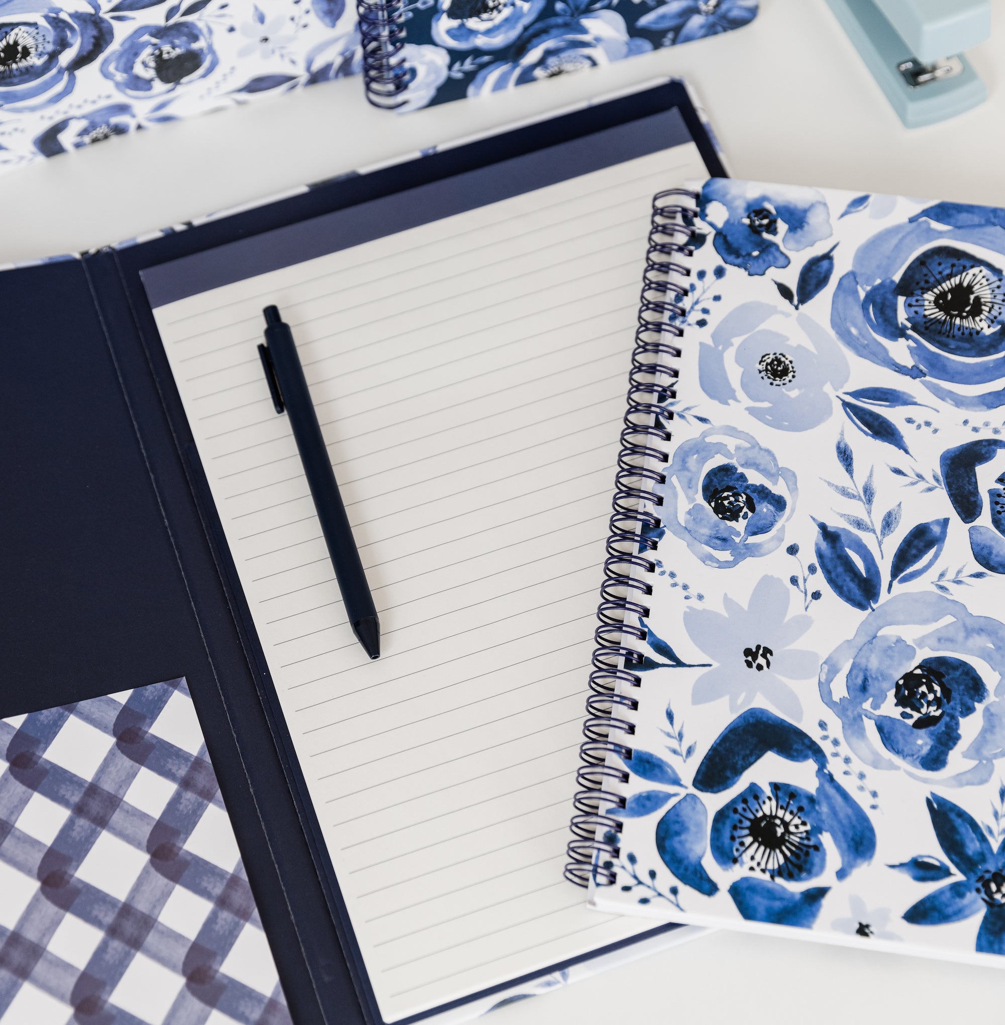 Clipboard Folio, Blue Watercolor