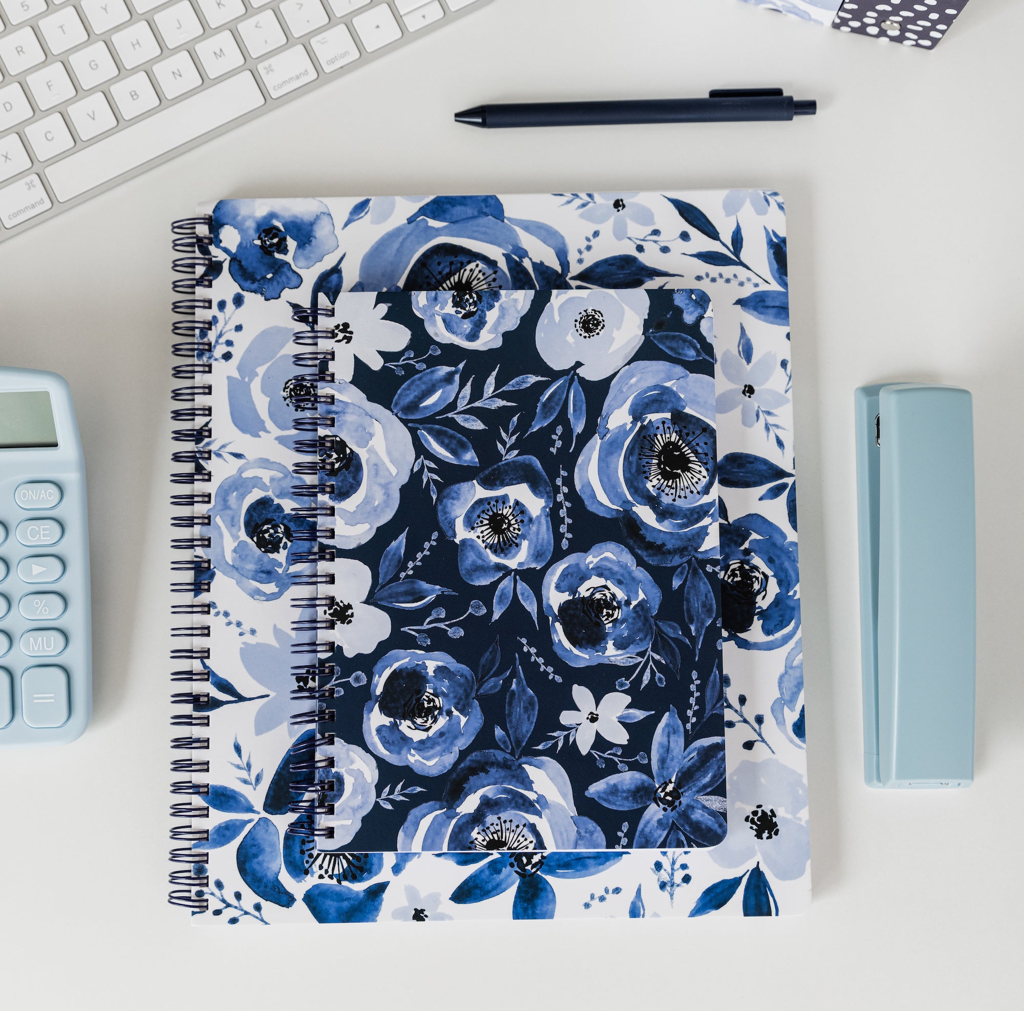 Mini Notebook, Blue Watercolor