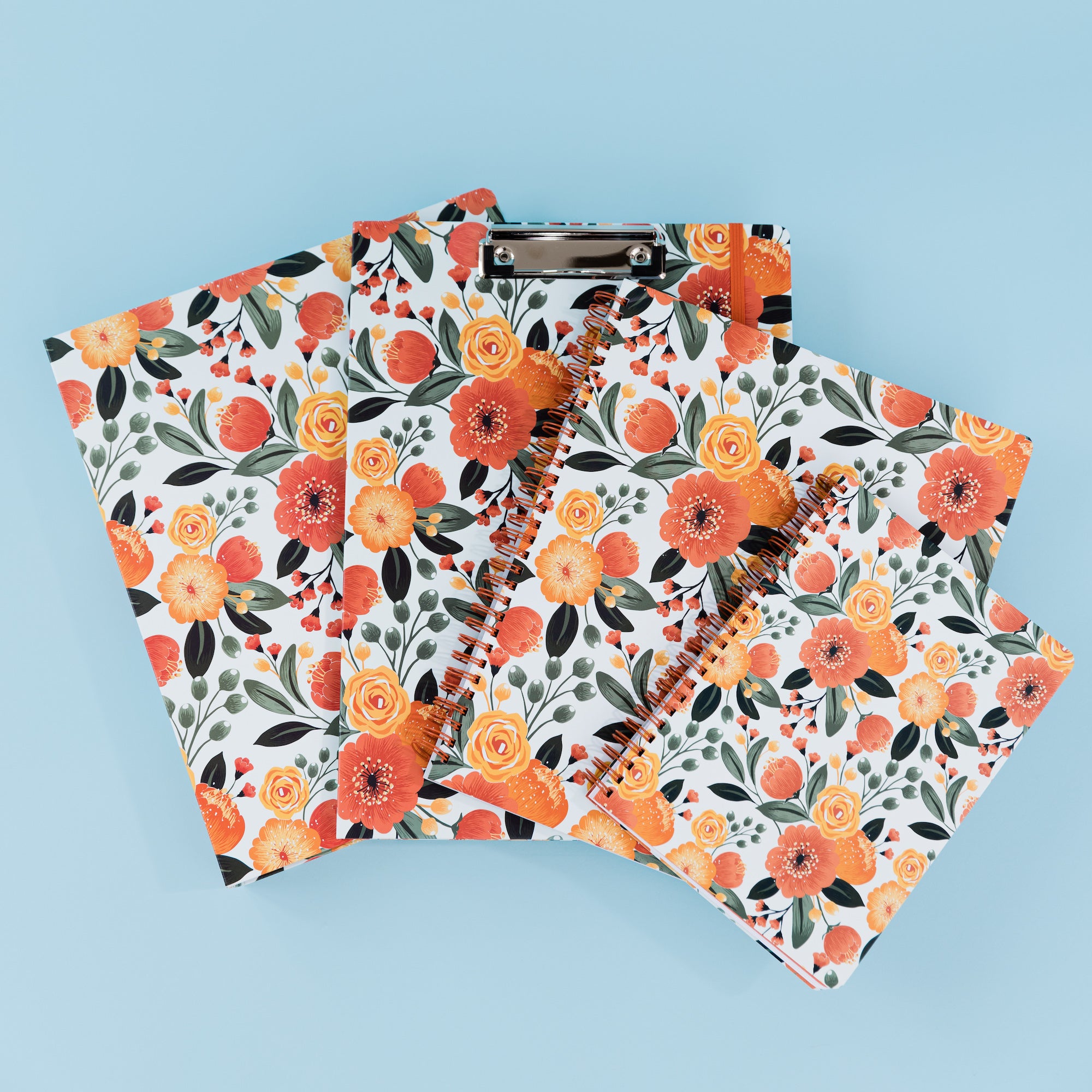 Mini Notebook, Orange Floral