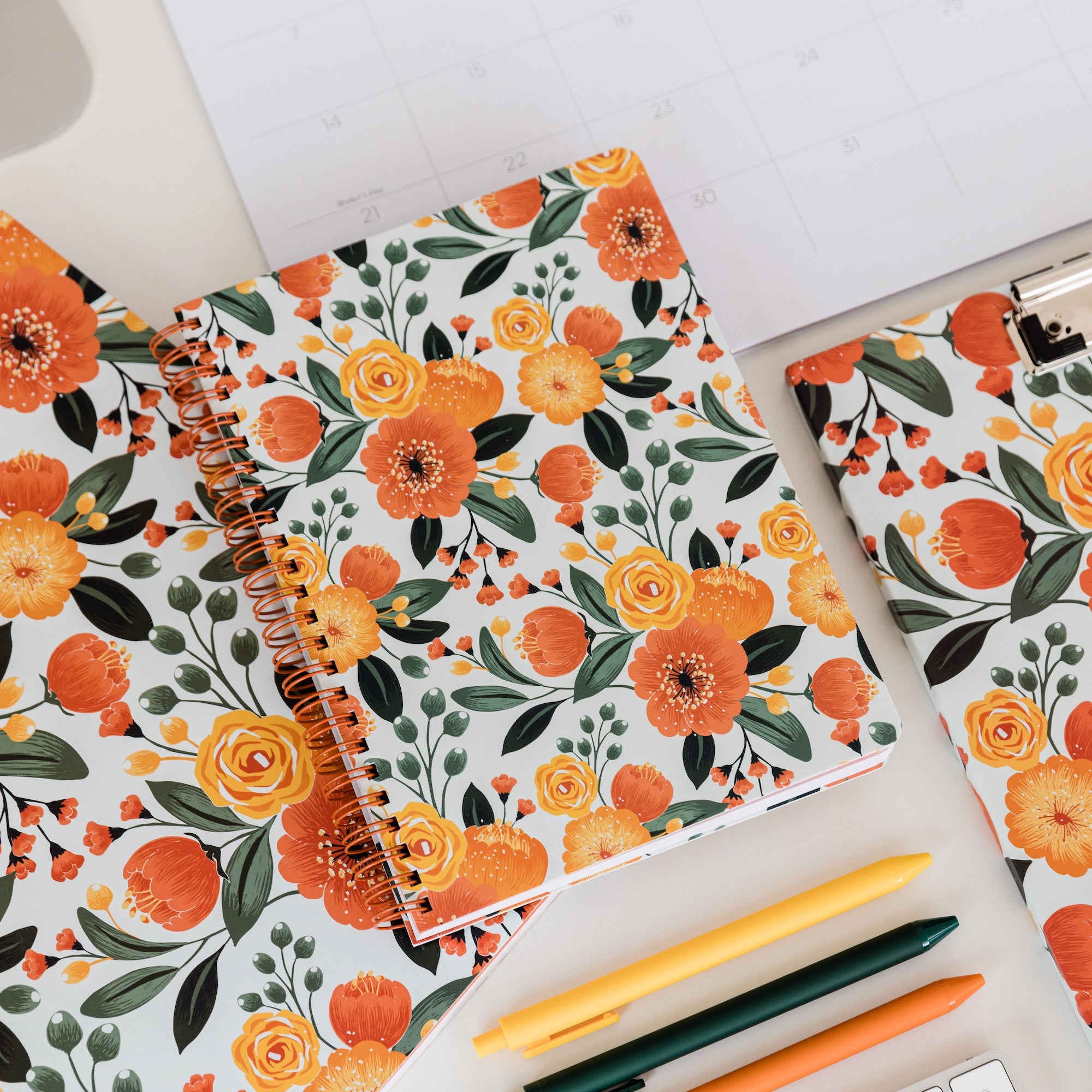 Mini Notebook, Orange Floral