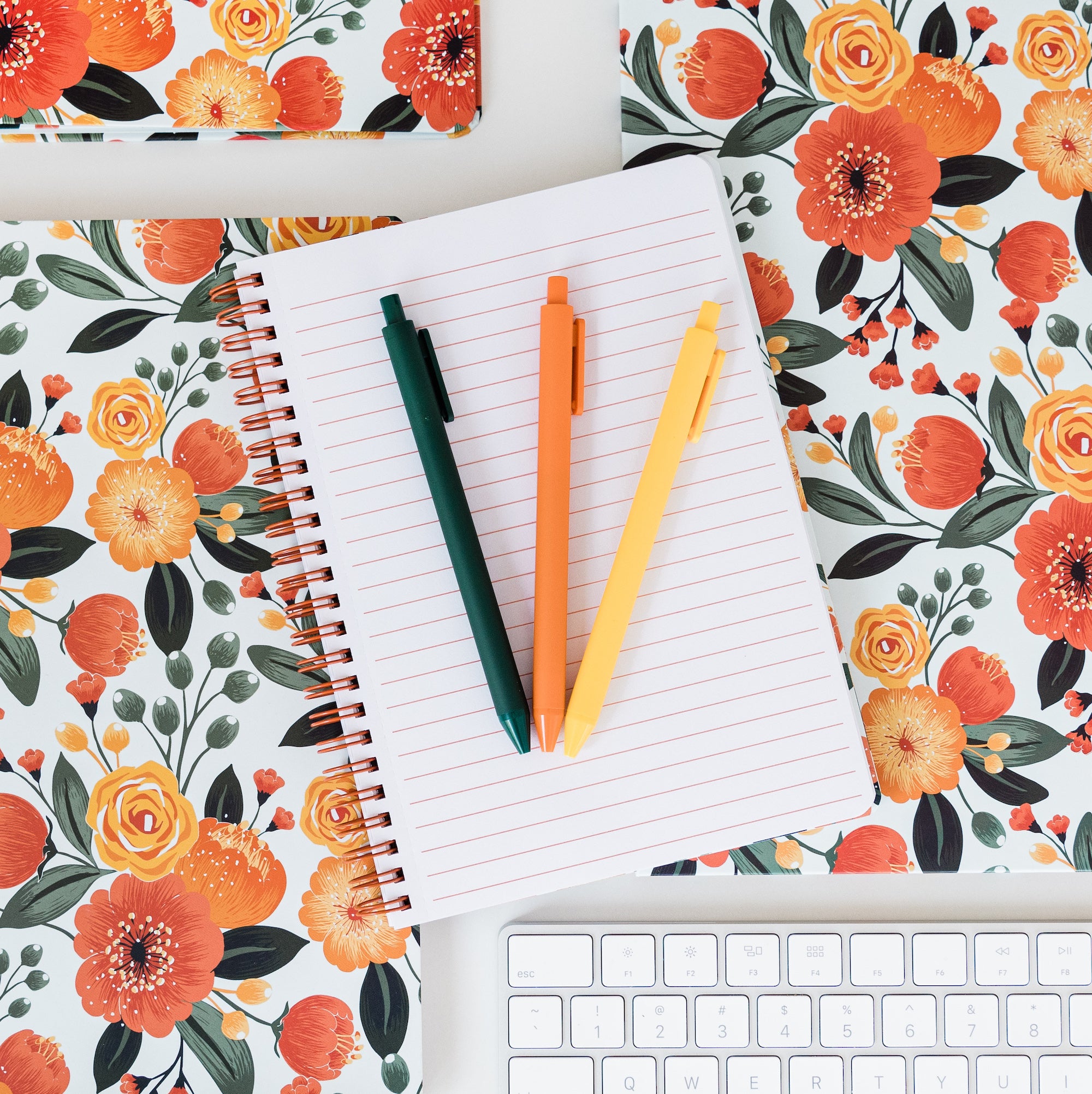 Mini Notebook, Orange Floral