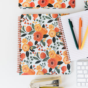 Large Notebook, Orange Floral