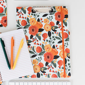 Clipboard Folio, Orange Floral